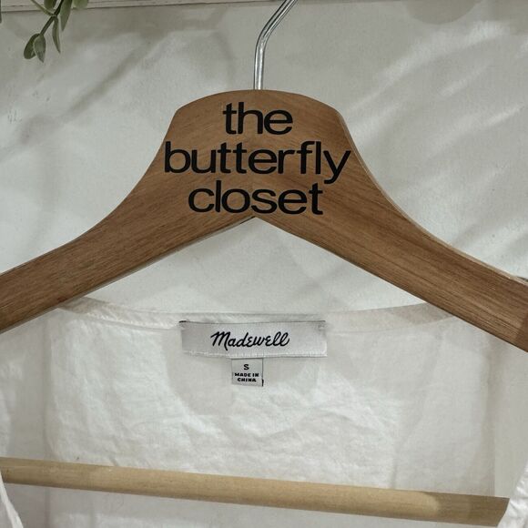 Madewell Embroidered Peplum Buttons Down Floral Top Row Back Pom Pom Small - Picture 2 of 5